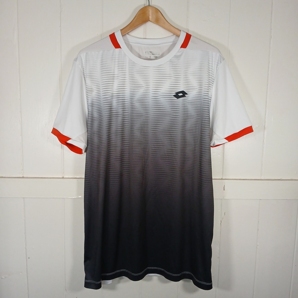 Lotto Sport Performance T-Shirt Mens XXL White Black Orange Gradient Tee 217342